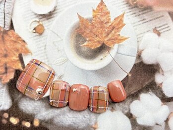 ネイルサロン&スクール ジーナ(GINA)/秋色チェックネイル