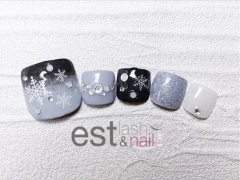 エストラッシュアンドネイル 銀座店(est lash&nail)/フット 雪の結晶ネイル
