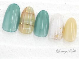 爽やか*チェック＆スターNail
