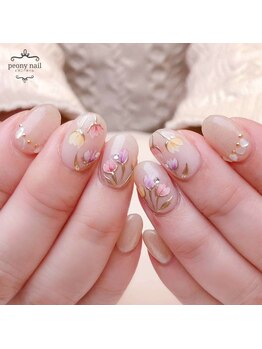 ピオニーネイル(peony nail)/色とりどりのチューリップ