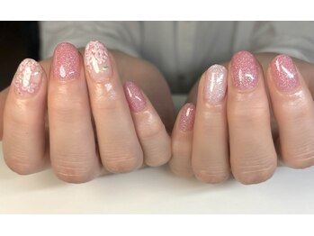 ぴんく紫陽花ネイル