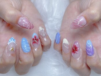 ネイルプリンセス(Nail Princess)/ハイビスカスネイル