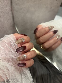 アース 新瑞橋店(HAIR & MAKE EARTH)/ボルドー×チェックアート