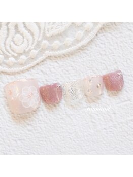 たゆ ネイル(たゆnail)/フットフラワーピンクネイル