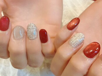 マイフェアレディ 今池(MyFairLady)/ボルドー×ツイードの冬ネイル