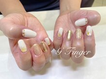 ジーフィンガー 大井町店(G Finger)/アイボリー×ゴールド夏ネイル