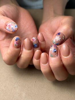 ハチニーキューネイルアトリエ(829 Nail Atelier)/手書きフラワーアート