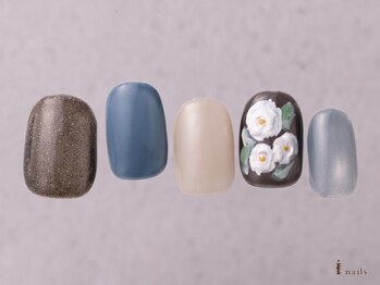 アイネイルズ 横浜WEST店(I-nails)/テクスチャ―フラワー8000円