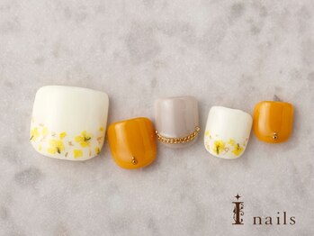 アイネイルズ 横浜EAST店(I-nails)/押し花ミモザ風スプリングフット