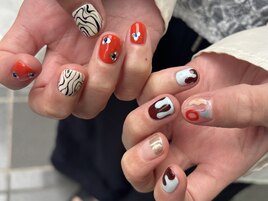 夏のちぐはぐネイル