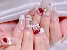 チェックフレンチガーリーネイル