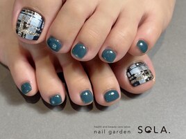 チェック×スモーキーブルー