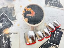 ネイルサロン&スクール ジーナ(GINA)/シルバー×レッド