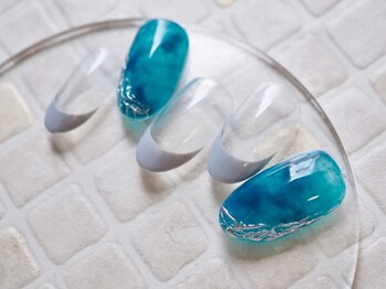 ネイルサロン ブランシュール(Nail Salon Blancheur)/冬のタイダイ&ジュエルネイル