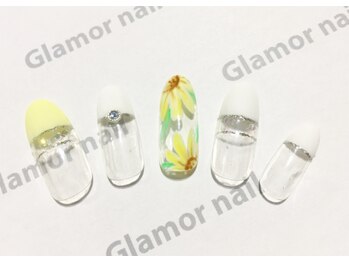 グラマーネイル(Glamor nail)/☆フレンチ×花柄☆¥6800