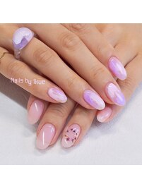 指輪とオソロのネイル/春ネイル