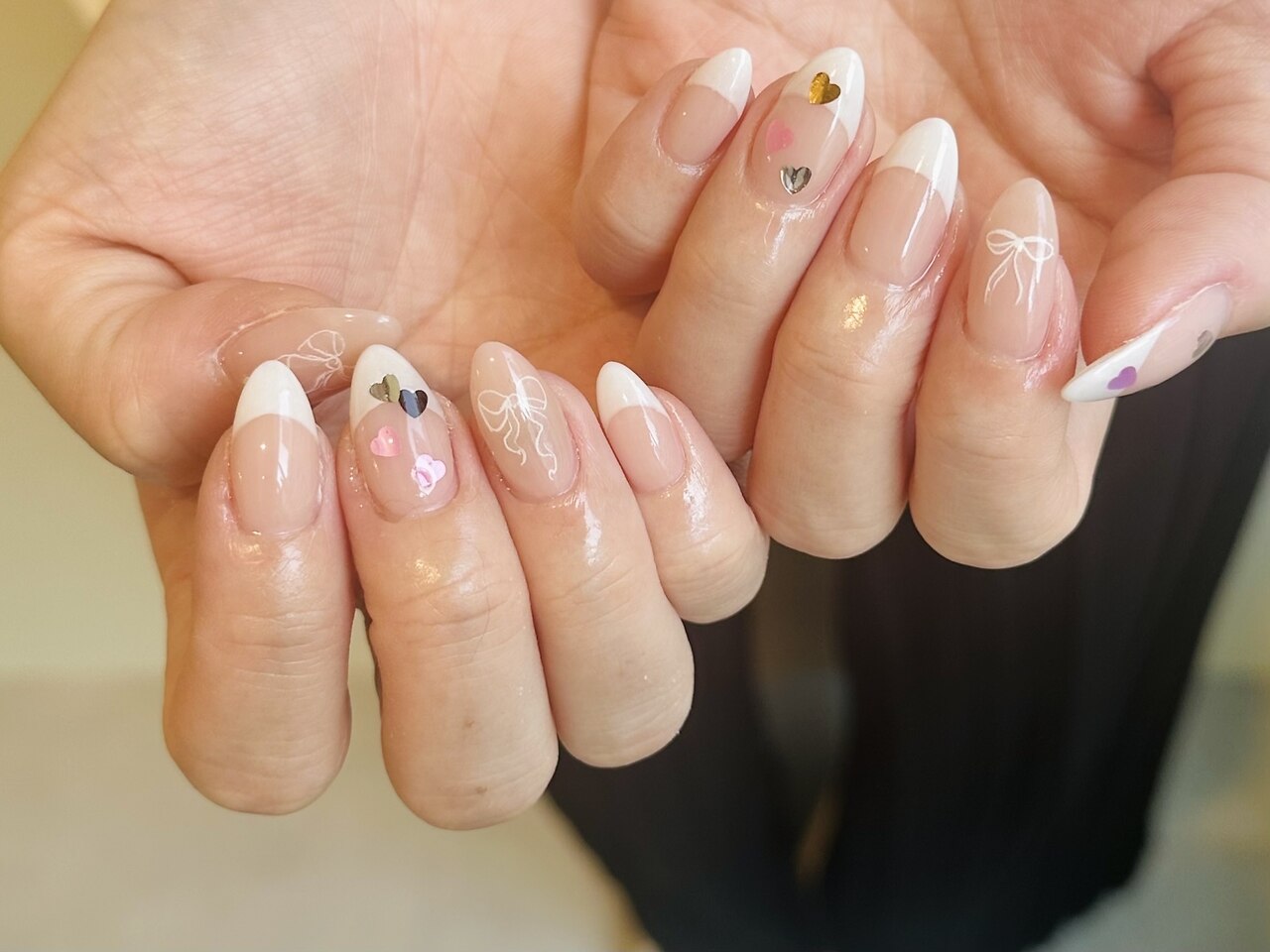 ネイルチップ No.73 うるうるネイル リボンネイル マグネット ガーリー