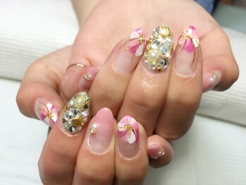 リリーヘブン(LILY HEAVEN)/お花フレンチ☆春のフラワーnail