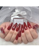 ハニーネイル(Honey nail)/10本長さだし＋ラメフラネイル