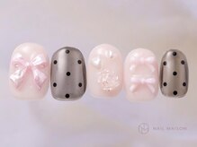 ネイルメゾン 渋谷店(NAIL MAISON)/ドットピンクリボン¥7500