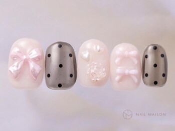 ネイルメゾン 渋谷店(NAIL MAISON)/ドットピンクリボン¥7500