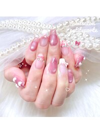 ピンクチェックマグネットネイル