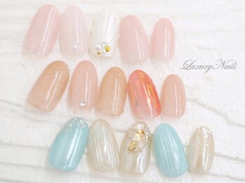 ラグジュアリー ネイルズ(Luxury Nails)の写真/【写真上２段：￥6980/下：やり放題￥11500】月ごとに変わるデザイン♪ご予算・お好みに合わせて選択可能♪