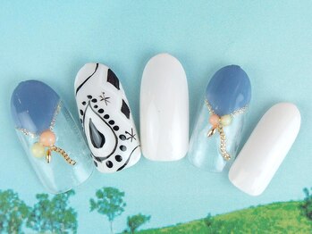 ネイルモア 新上田店(NAIL moA)/ペイズリー×アクセサリーネイル