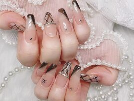 冬チェックネイル