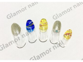 グラマーネイル(Glamor nail)/☆フレンチ×ヨーヨー柄☆¥6800