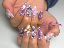 パープル☆３Dネイル