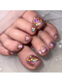 ケソン ネイル スタジオ(qeson nail studio)/フットラメワンカラー*。