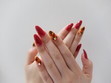 ネイルサロンミキ 横浜(MIKI)/赤＆鼈甲の大人上品ネイル