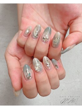 クリーム(Nail Atelier CREAM)/お任せdesign☆ブルーグレー