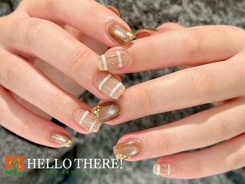 ハローゼア(HELLO THERE!)/手書き冬チェックネイル♪