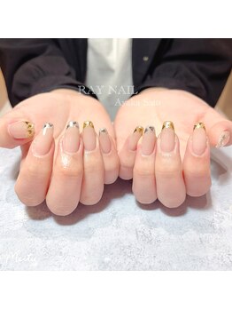 うる艶ガラスフレンチネイル