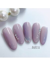 梅雨対策☆パープル艶ネイル