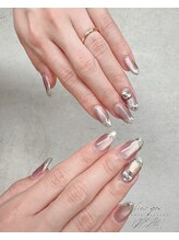 クリーム(Nail Atelier CREAM)/マグネット+ガラスフレンチ
