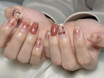 ピカネイル 上野 御徒町(Pika Nail)/ふんわりチーク×リボン