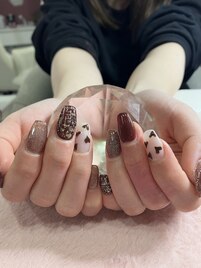 ツイードハートホロネイル