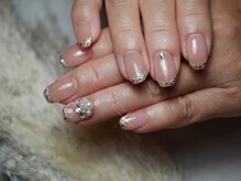 リットネイル(Lit nail)/ラメフレンチ×bijou