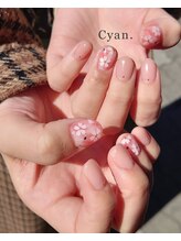 シアン(Cyan)/季節の桜ネイル
