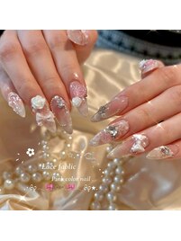 レース×リボン　ピンクカラー