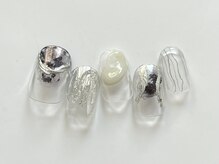 クレモアネイル 池袋西口店(CLEMORE NAIL)/モノトーン×シルバーミラー