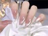 ハンド【自爪】シンプルで華やかな人気アート　ガラスフレンチ　8500
