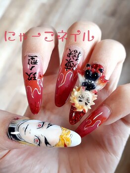 にゃーこネイル/炎の痛ネイル☆持ち込みデザイン