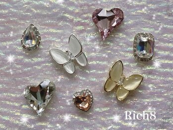 ネイルアンドまつげエクステ リッチエイト 原宿店(Rich8)/韓国風ネイルになれるパーツ多数