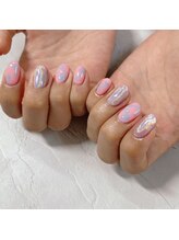 ブラン(blanc)/ピンクタイダイネイル