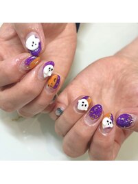 ハロウィンおばけネイル
