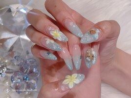 夏カラーマグネットネイル